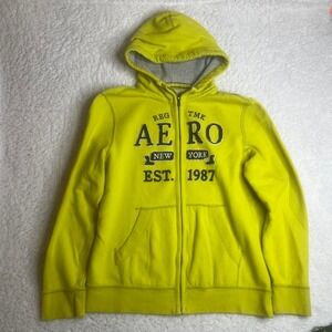 Y2K Aeropostale lime green men's‎ full zip hoodie embroidered skater xl